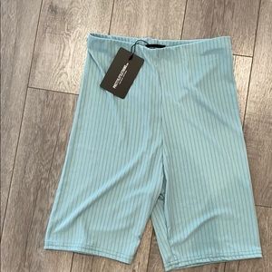 Aqua Ribbed Cycle Shorts